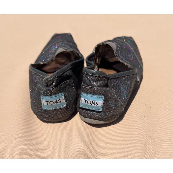 Toms Classic Alpargata Flat Shoes Sparkly Black Canvas Slip On Loafer Sz 7 - Picture 9 of 10